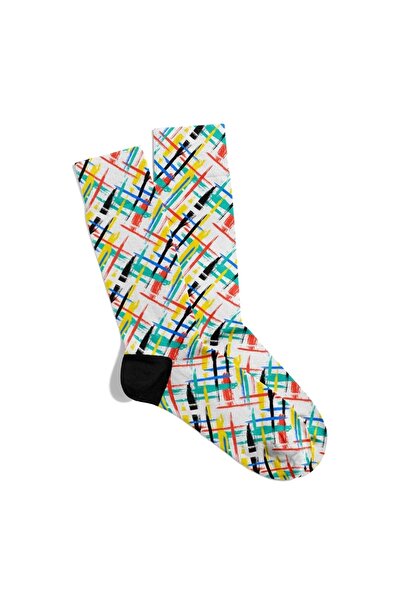 Eğlenceli Çoraplar Забавни чорапи, унисекс, с бял раиран мотив, печатни чорап...