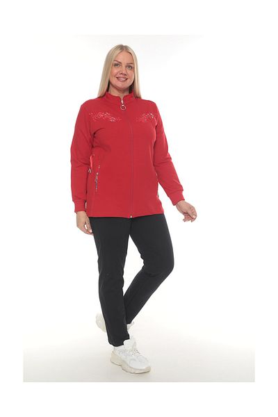 WND SPORT Stand Collar Embroidered Zippered Classic Leg 2-Piece Wnd Women's Large Size Tracksuit Set