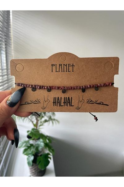Planet Butik خلخال أصلي مزين بالترتر البني