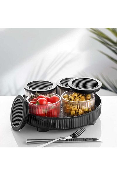 Vienev 4-Piece Tray Breakfast and Presentation Set Black