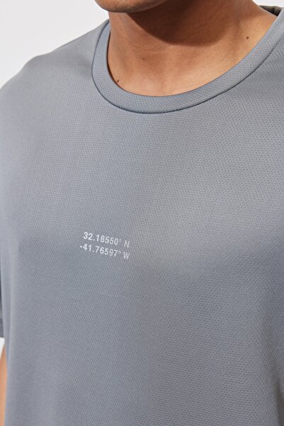 AC&Co / Altınyıldız Classics Ανδρικό μπλουζάκι σε γκρι Loose Fit Crew Neck