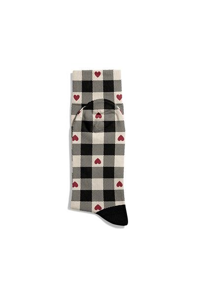 Eğlenceli Çoraplar Fun Socks Unisex Plaid Love Ethnic Printed Socks Ecsoket469