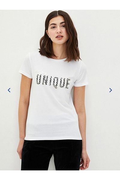 LC Waikiki Crew Neck Slogan Women's Cotton T-Shirt - Short Sleeve