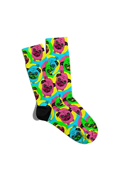 Eğlenceli Çoraplar Fun Socks Șosete unisex drăguțe cu imprimeu pug Ecsoket027