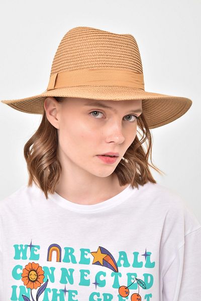 Saria Moda Striped Wide Straw Women's Hat