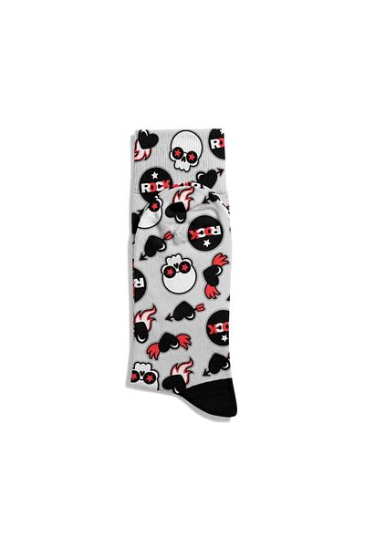 Eğlenceli Çoraplar Fun Socks Unisex Rock Skull Pattern Printed Socks Ecsoket400