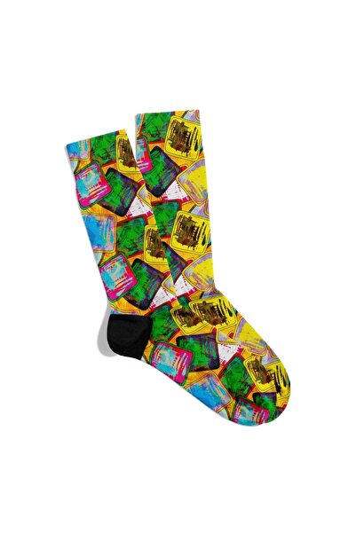 Eğlenceli Çoraplar Забавни чорапи, унисекс, с геометричен квадратен мотив, Ec...