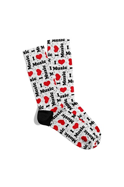Eğlenceli Çoraplar Διασκεδαστικές κάλτσες Unisex I Love Music Socks Ecsoket328