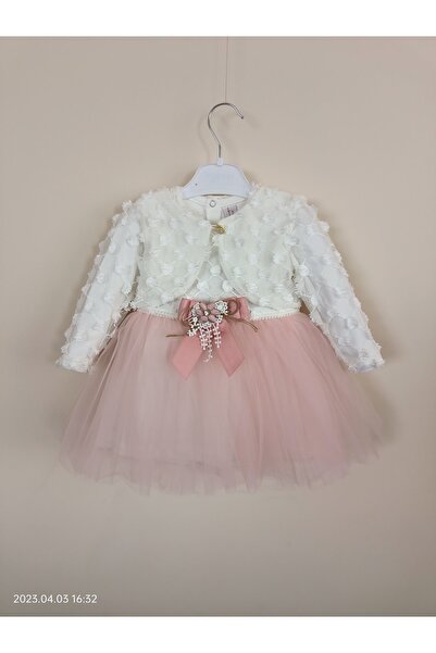 Guvaga Kız Çocuk Bayramlık Kız Bebek Tül Detaylı Tütülü Bolerolu Parti Düğün Doğum Günü Özel Gün Elbise
