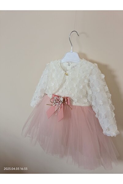 Guvaga Kız Çocuk Bayramlık Kız Bebek Tül Detaylı Tütülü Bolerolu Parti Düğün Doğum Günü Özel Gün Elbise
