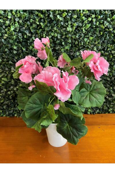 ASÇ YAPAY ÇİÇEK Porselen Saksıda Sardunya Açık Pembe