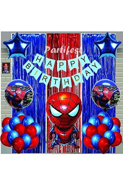 Parti Station Spiderman Örümcek Adam Balon Set Balon Folyo Set Spiderman Kons...