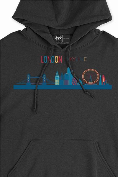 Cix Hanorac colorat cu glugă London London Skyline