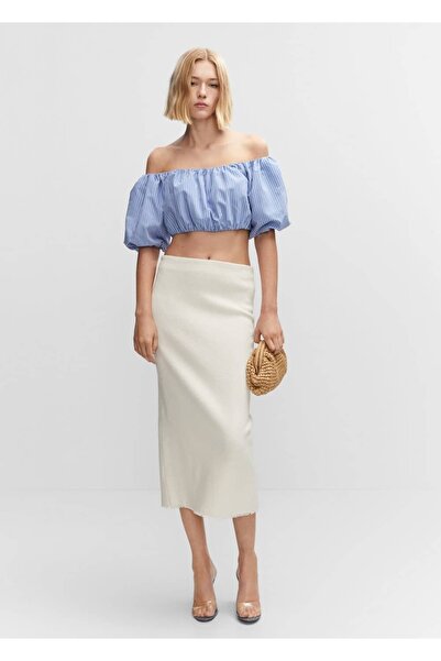 MANGO Woman Bluză cu mânecă cu balon cu model