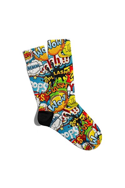 Eğlenceli Çoraplar Διασκεδαστικές κάλτσες Unisex Woow Splash Popart Printed S...