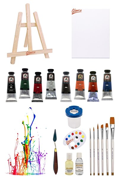 GLANCE Masaüstü Şövale Keep Smile 6'lı Fırça Südor Mona Lisa 37 Ml 10'lu Yağlı Boya Seti