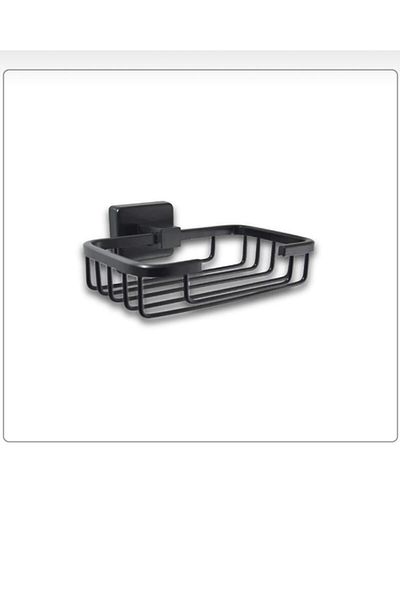 İSAOĞLU YAPI Black Soap Dish Matte Black Sponge Dish Black Shampoo Dish Brass Material Stainless