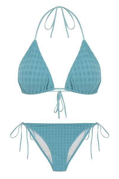 AQUELLA Set de bikini triunghi albastru texturat