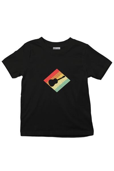 GreenMint تي شيرت للأطفال ريترو فينتاج 80s هدية جيتار صوتي لعازفي الجيتار_em2404