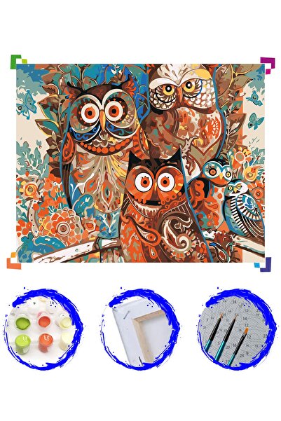 PlusHobby Baykuş Ailesi Sayılarla Boyama Seti 60x75cm