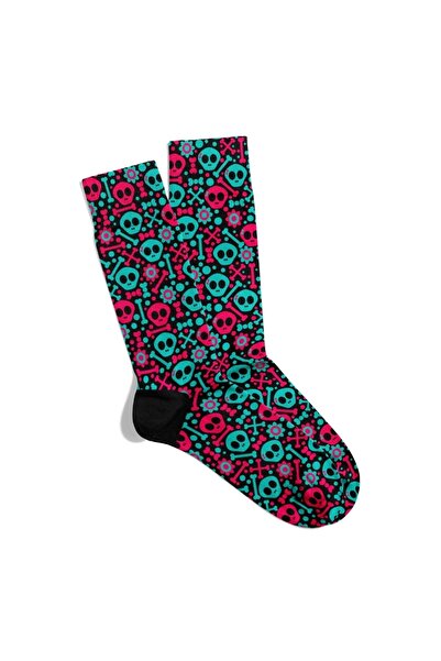 Eğlenceli Çoraplar Забавни чорапи, унисекс, с черепи, за Хелоуин, черни, с пр...