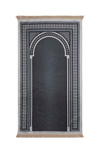 Bursa İpek Anthracite Velvet Rug Prayer Rug