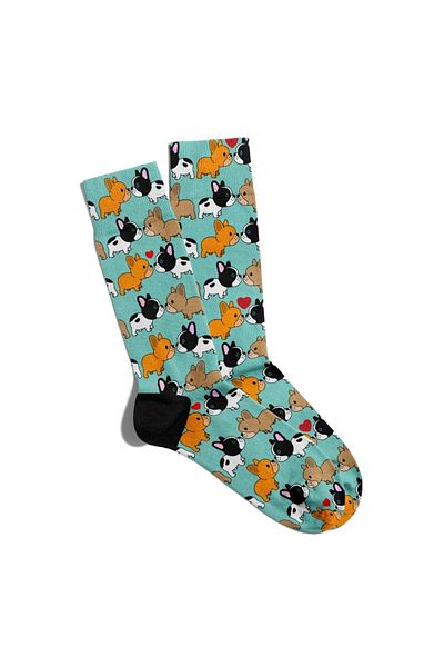 Eğlenceli Çoraplar Fun Socks Unisex Cute Double Cropped Printed Socks Ecsoket080