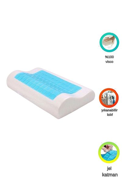 Viscomina Gel ortopedic cu aer condiționat pentru gât dublu Pernă Visco Gel ortopedic Pernă Visco 60x40x14/12 Cm