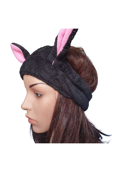 Ororabutik Κορδέλα για τα μαλλιά Rabbit Ear-μαύρο-ροζ