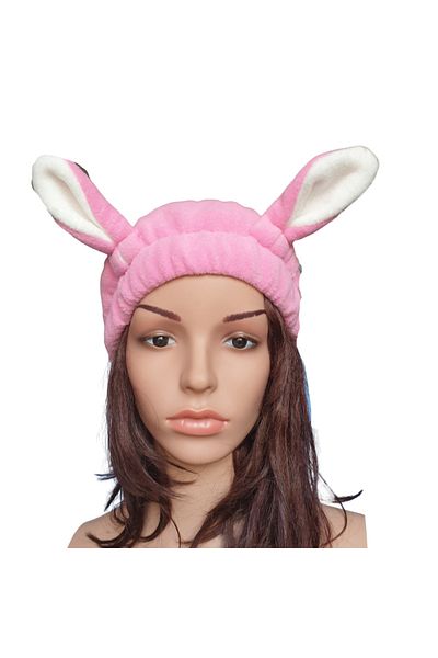 Ororabutik Κορδέλα μαλλιών Rabbit Ear-ροζ-λευκό