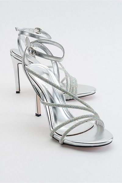 LuviShoes Pantofi cu toc pentru femei Leedy Silver