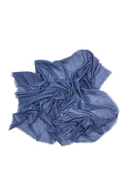 nazipek Keten Flamlı Ince Yazma Indigo Mavisi Eşarp 100x100cm