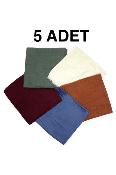 nazipek Flamlı 5'li Paket Pamuklu Yazma Eşarp 100x100cm