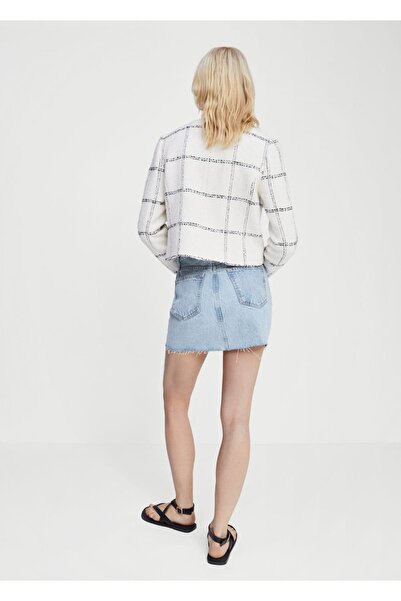 MANGO Woman Kenarları Dikişsiz Denim Mini Etek