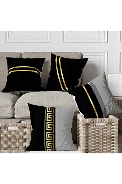 HayaLcarpet Модерни черно-жълти калъфки за възглавници от 4 части