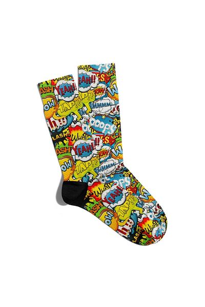 Eğlenceli Çoraplar Fun Socks Unisex Yeah Yellow Popart Printed Socks Ecsoket173