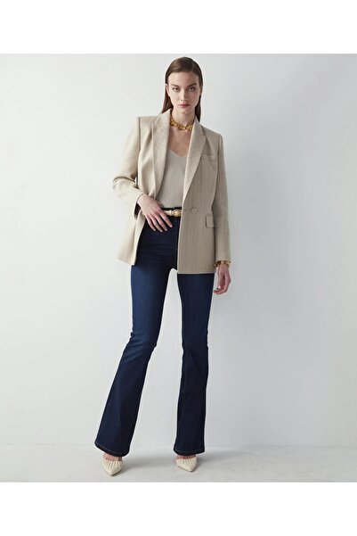 ByCukurovaFrango بنطلون جينز Le Lis نسائي عالي الخصر واسع الساق غير باهت من ق...