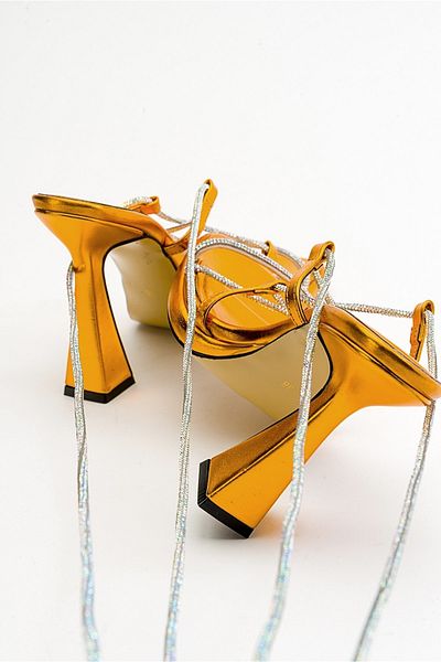 LuviShoes Mezzo Metallic Orange Women's Heeled Sandals