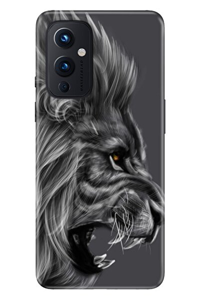 Oneplus 9 Kılıf Modern Tasarım Silikon Desenli Kara Aslan
