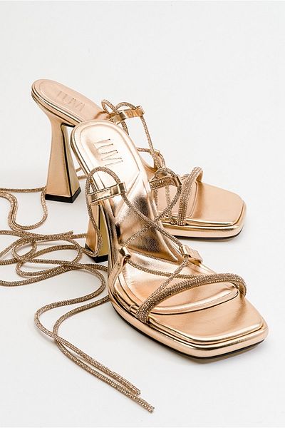 LuviShoes Mezzo Metallic Rose Women's Heeled Sandals