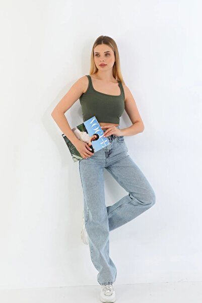 ByCukurovaFrango Kaiš sa skupljenom likrom, široki traperice sa visokim struk...