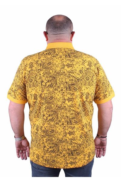 MocGrande Large Size Polo Neck T-Shirt Shawl Pattern 23410 Yellow