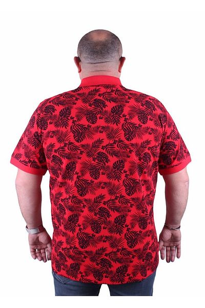 MocGrande Μπλουζάκι με γιακά Polo μεγάλου μεγέθους Hawai Pattern 23412 Κόκκινο