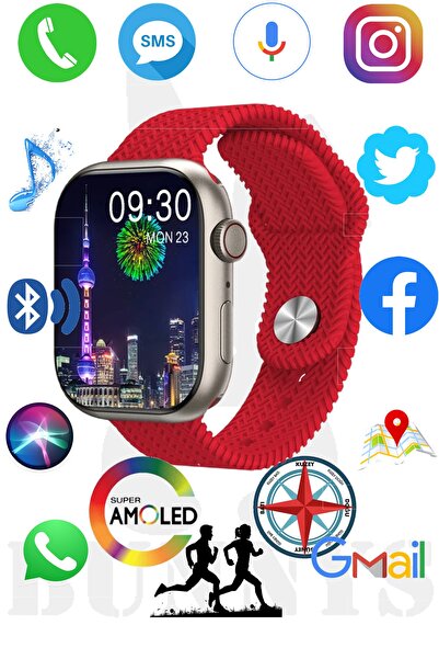 Bunnys Huawei P30 Lite Uyumlu Akıllı Saat Konuşma Özellikli Watch 9 Pro 45mm ...