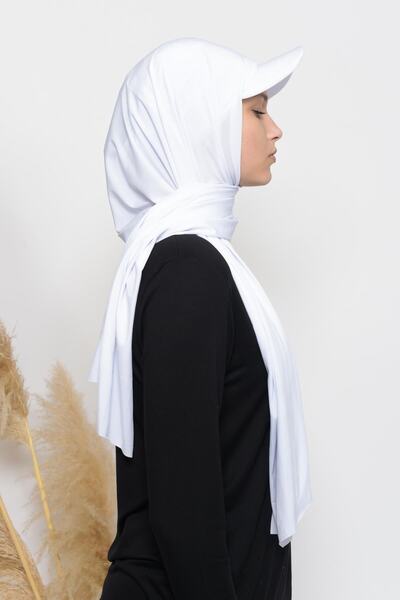 Altobeh Σάλι Lycra με Πρακτικό Καπέλο-λευκό