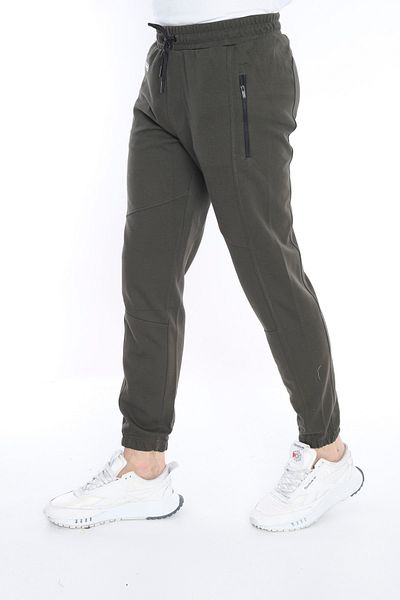 NEED LİFE Men's Khaki Zippered Pocket Jogger Sweatpants