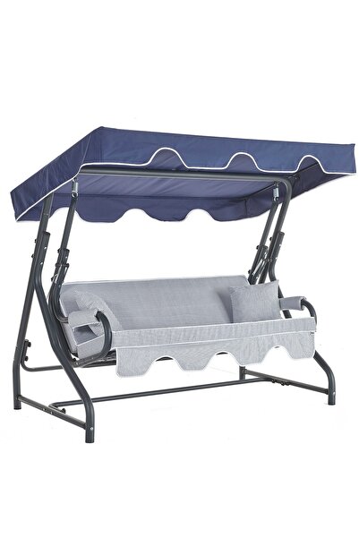 Erinöz Olea 3 Kişilik Bahçe Balkon Teras Salıncağı - Lacivert Çizgili