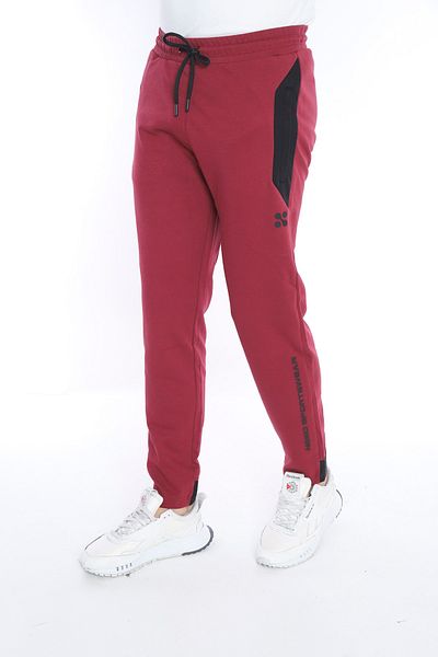 NEED LİFE Men's Claret Red Corded Half Cuff Slim Fit Sweatpants