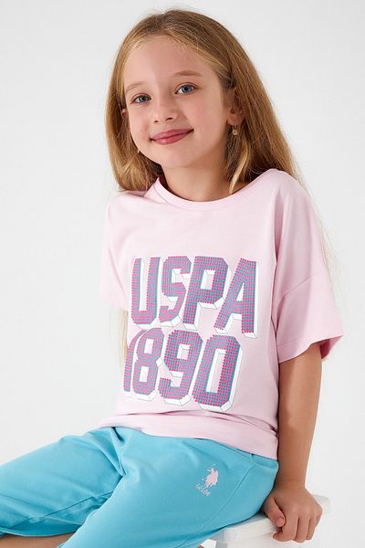 U.S. Polo Assn. Point Detail Dusty Pink Girl's Capri Set