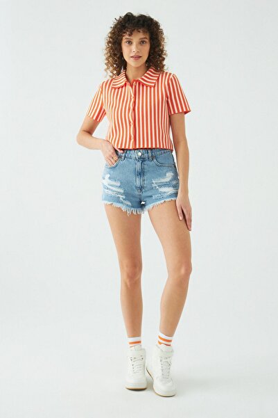 JU Πλεκτό πουκάμισο με κοντό μανίκι πόλο με λαιμόκοψη